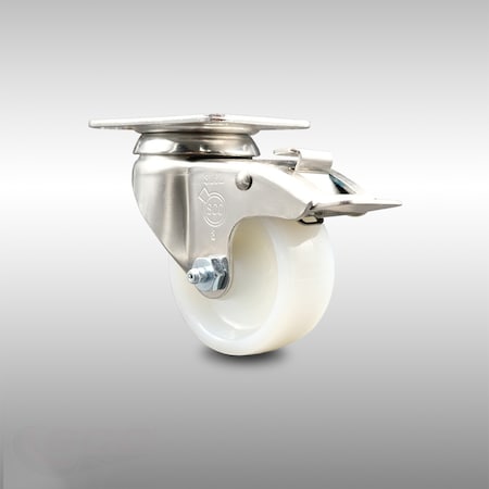 Service Caster 3 Inch 316SS Nylon Wheel Swivel Top Plate Caster with Total Lock Brake SCC SCC-SS316TTL20S314-NYS